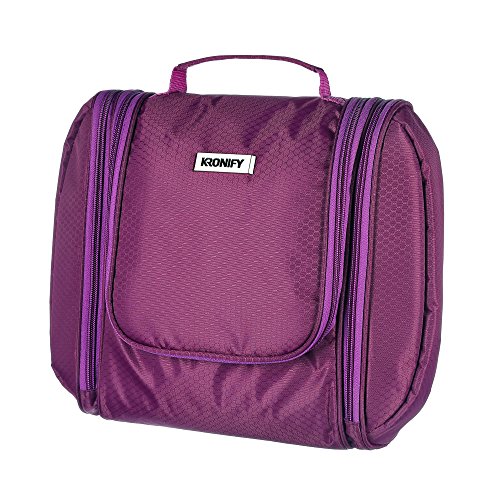KRONIFY Bolsa de Aseo para Colgar Hombres y Mujeres I Neceser cosmético Hombre Grande Mujer para Maletas y Equipaje de Mano I Neceser de Viaje (Lila)