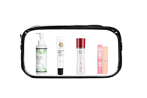 Kronya® | Conjunto de 2 Bolsas de Aseo para el Equipaje de Mano en el avión | 1 litro de Volumen para Transportar líquidos | Vea a través Bolsa Lavado cosméticos a Prueba Agua Transparente (Negro)