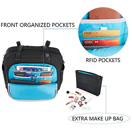 KROSER Bolso Tote para Portátil 15.6" Bandolera con Estilo para Portátil Maletín Hidrófugo Bolsa Grande de Viaje con Bolsillos RFID para Trabajo/Negocios/Escuela/Universidad/Mujeres - Negro