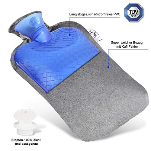KUFL XXL - Bolsa de agua caliente (3 L, contra dolores menstruales, dolores de espalda, frío y dolor de estómago)