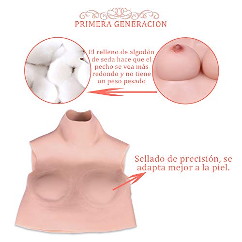 KUMIHO Pechos Silicona Falso Pecho de Silicona prótesis mamaria Falso Formas de Pecho de Silicona Tetas Falsas Pechos mastectomía Crossdresser Transgénero Travesti D (D Cup, Color del Trigo)