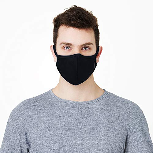 KUMUNDO - Mascarilla higiénica reutilizable certificada para 30 lavados - UNE0065 -Colores Lisos Hombres - Talla L (Negro)