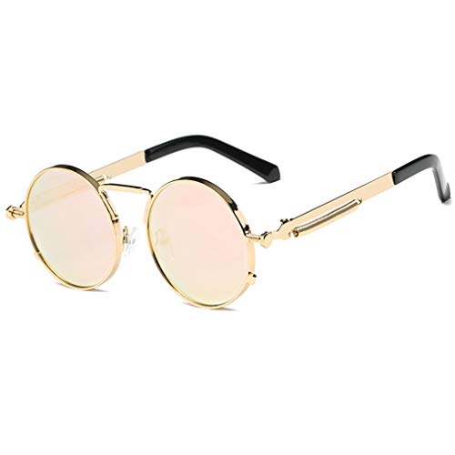 Kunfang Gafas de sol con Montura de Metal Mujer Hombre Retro Vintage Ronda UV400