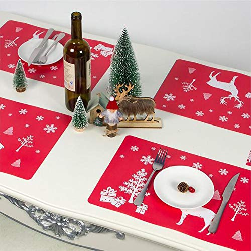 Kungfu Mall - Manteles individuales de Navidad (12 unidades), color rojo