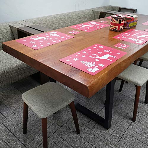 Kungfu Mall - Manteles individuales de Navidad (12 unidades), color rojo