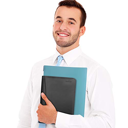 Kurtzy Agenda A5 con Cremallera - Padfolio Organizador Trabajo/Personal Negro Carpeta Portadocumentos Negocios, Viajes - Agenda Anillas con Calculadora, Bloc Notas Rellenable y Porta bolígrafo