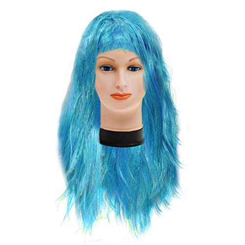 Kurtzy Largas Pelucas para Mujeres - Pack de 3 (68cm) Largas Pelucas Colores Rojo, Azul, Verde - Pelucas Pelo Largo Cosplay, Disfraces y Fiestas de Halloween