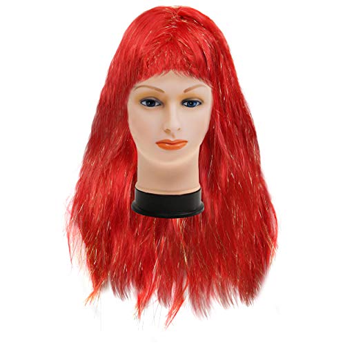 Kurtzy Largas Pelucas para Mujeres - Pack de 3 (68cm) Largas Pelucas Colores Rojo, Azul, Verde - Pelucas Pelo Largo Cosplay, Disfraces y Fiestas de Halloween