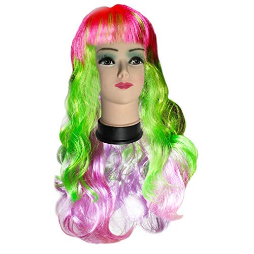 Kurtzy Peluca Larga (3 Paquete) - Multicolor Pelucas 68 cm - Peluca Sintética Larga Ondulada - Pelucas de Cosplay para Fiesta de Disfraces, Carnaval y Disfraces