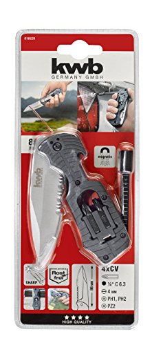 kwb 16620 016620-Navaja con Soporte (Hoja de 80 mm, Perfil de Sierra, 4 Puntas, Clip para cinturón)