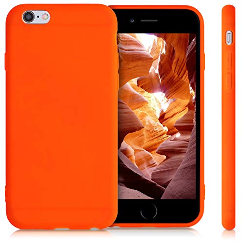 kwmobile Funda Compatible con Apple iPhone 6 / 6S - Carcasa de TPU Silicona - Protector Trasero en Naranja neón