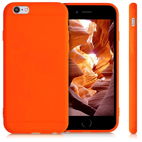 kwmobile Funda Compatible con Apple iPhone 6 / 6S - Carcasa de TPU Silicona - Protector Trasero en Naranja neón