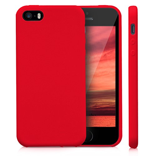 kwmobile Funda Compatible con Apple iPhone SE (1.Gen 2016) / 5 / 5S - Carcasa de TPU para móvil - Cover Trasero en Rojo Mate