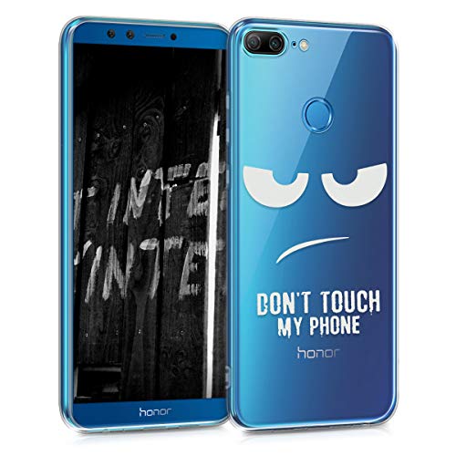 kwmobile Funda Compatible con Huawei Honor 9 Lite - Carcasa de TPU y Don't Touch my Phone en Blanco/Transparente