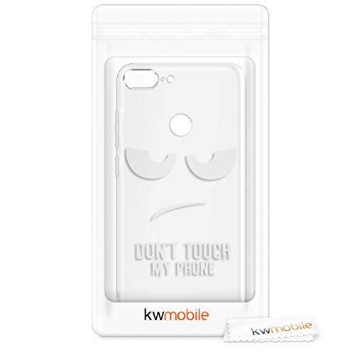 kwmobile Funda Compatible con Huawei Honor 9 Lite - Carcasa de TPU y Don't Touch my Phone en Blanco/Transparente
