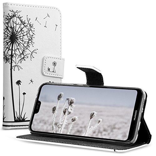 kwmobile Funda Compatible con Huawei P20 Lite - Carcasa de Cuero sintético niños y Diente león - con Tarjetero