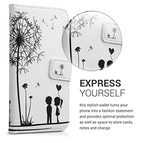 kwmobile Funda Compatible con Huawei P20 Lite - Carcasa de Cuero sintético niños y Diente león - con Tarjetero