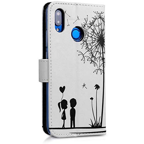 kwmobile Funda Compatible con Huawei P20 Lite - Carcasa de Cuero sintético niños y Diente león - con Tarjetero