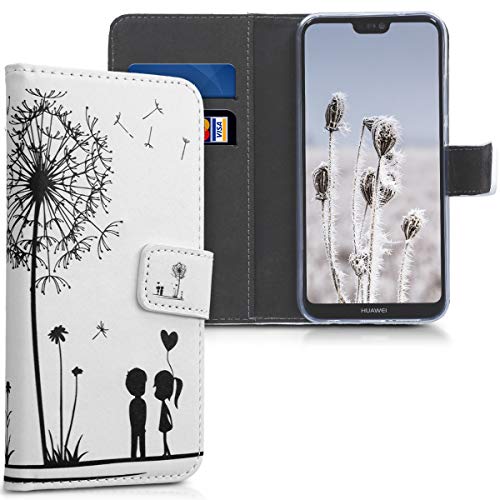 kwmobile Funda Compatible con Huawei P20 Lite - Carcasa de Cuero sintético niños y Diente león - con Tarjetero