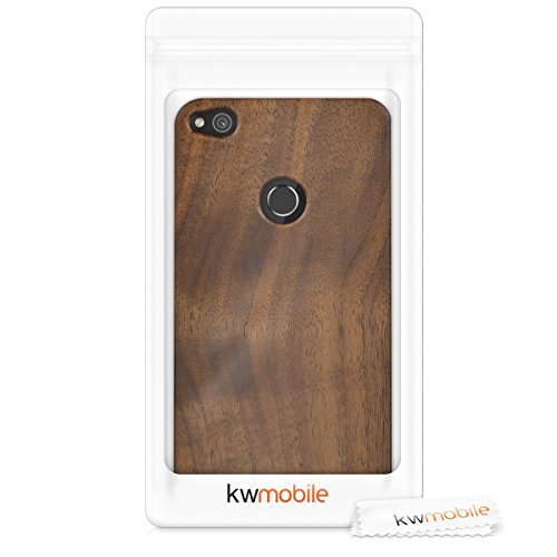 kwmobile Funda Compatible con Huawei P8 Lite (2017) - Carcasa Posterior de Madera - Case Protector Duro marrón Oscuro