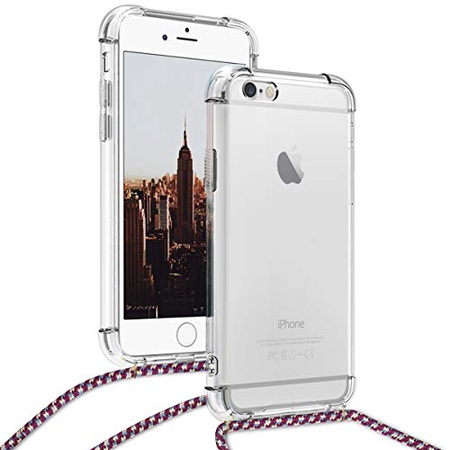 kwmobile Funda con Cuerda Compatible con Apple iPhone 6 / 6S - Carcasa Transparente de TPU con Cuerda para Colgar en el Cuello