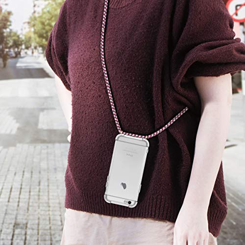 kwmobile Funda con Cuerda Compatible con Apple iPhone 6 / 6S - Carcasa Transparente de TPU con Cuerda para Colgar en el Cuello
