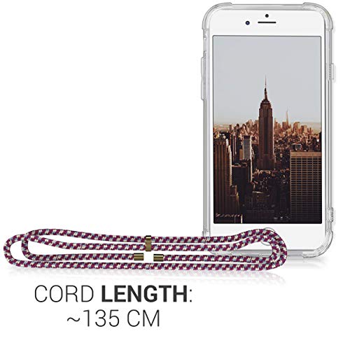 kwmobile Funda con Cuerda Compatible con Apple iPhone 6 / 6S - Carcasa Transparente de TPU con Cuerda para Colgar en el Cuello