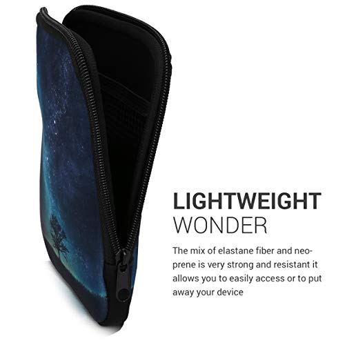 kwmobile Funda Universal para e-Book - Estuche de Neopreno con Cierre de Cremallera para e-Reader - Carcasa árbol y Estrellas Azul/Gris/Negro