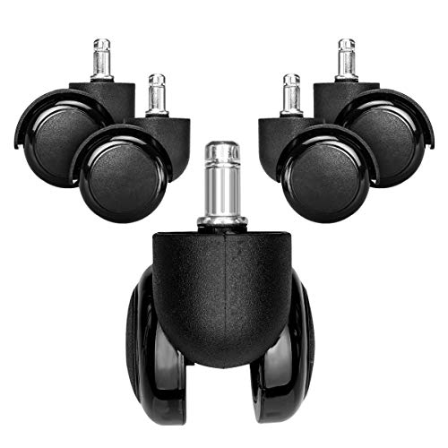 kwmobile Navaris Ruedas para Silla de Oficina de 11MM - Set de 5 Ruedas de 50MM de diámetro - Ruedas de Repuesto giratorias de Goma Anti rayaduras - Negro