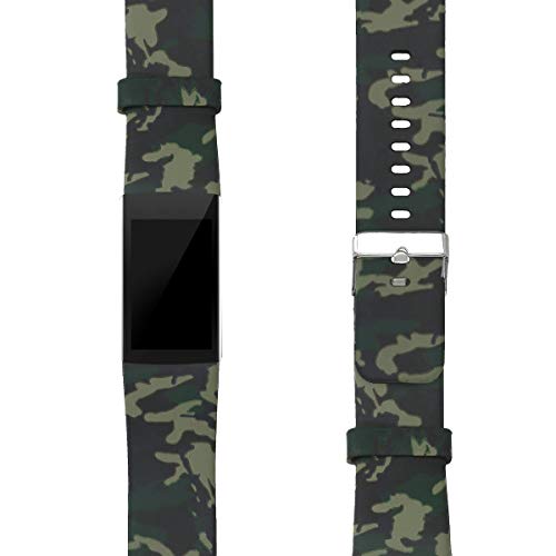 kwmobile Pulsera Compatible con Polar A360 / A370 - Brazalete de Silicona Camouflage en Negro/Verde Claro/Verde Oscuro