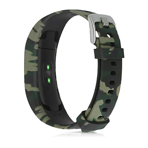 kwmobile Pulsera Compatible con Polar A360 / A370 - Brazalete de Silicona Camouflage en Negro/Verde Claro/Verde Oscuro