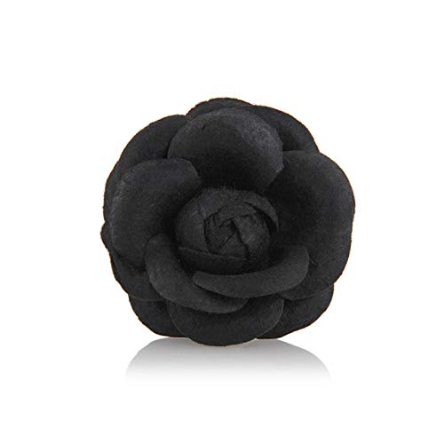 KXBY Broche de Tela de Camelia de Alto Grado de Temperamento Retro Broche negroBroche