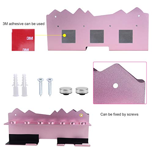 Kyrio - Soporte de pared para secador de pelo para Dyson Airwrap Styler y 7 rizos barriles, kit organizador de pared soporte organizador de almacenamiento de acero inoxidable rosa
