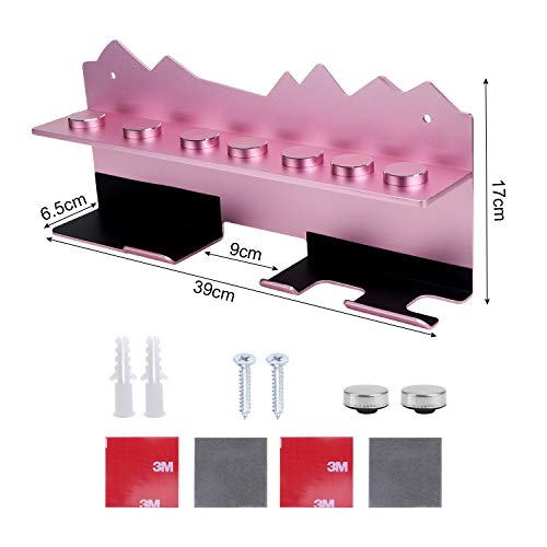 Kyrio - Soporte de pared para secador de pelo para Dyson Airwrap Styler y 7 rizos barriles, kit organizador de pared soporte organizador de almacenamiento de acero inoxidable rosa