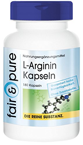 L-Arginina en Cápsulas - 4500mg por dosis diaria - Arginina pura y vegana - Polvo encapsulado - Alta pureza - 180 Cápsulas