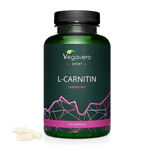 L-Carnitina Vegavero® SPORT | Ahora CARNIPURE® 1000 mg | PURA SIN ADITIVOS | Adelgazar Rápido + Quemagrasas Deportivos | 120 Cápsulas | Tartrato | Potente y Natural Pre Workout