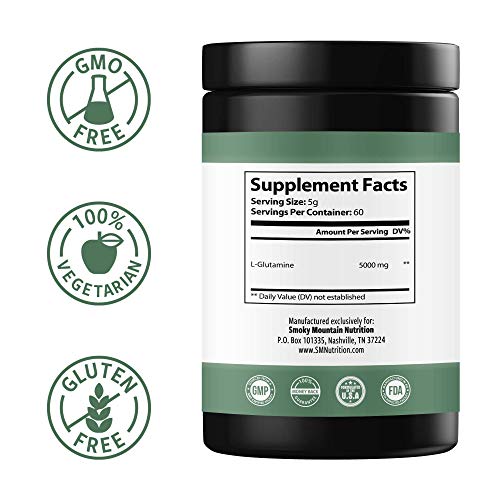 L Glutamine Powder 5000 mg, 5g Pure L-Glutamine Per Serving - Post Workout Recovery Drink for Muscle Recovery & Growth - Non-GMO, Gluten-Free, Unflavored (60 Servings) No Fillers, Binders or Sugar