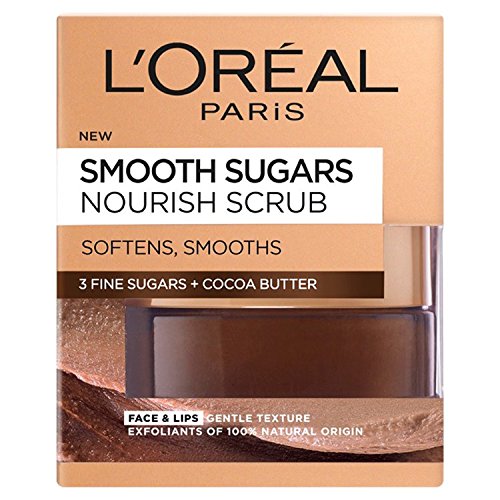 L 'Oreal París suave azúcar Nutrir cacao cara y labios Scrub, 50 ml