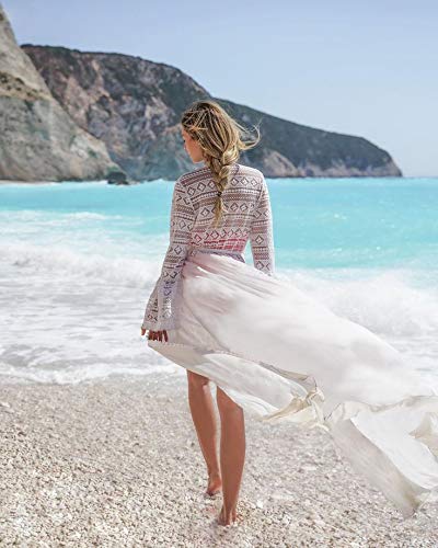 L-Peach Vestido Largo de Playa Pareo Kimono Maxi Kaftan Bikini Cover Up para Mujer