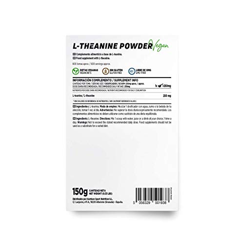 L-Teanina de HSN | L-Theanine Powder | 100% Pura en Polvo | Adaptógeno Relajante | Suplemento para Reducir el Estrés | Vegano, Sin Gluten, Sin Lactosa, Sabor Natural, En Polvo, 150 gr