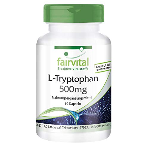 L-Triptófano 500mg - VEGANO - Dosis elevada - Aminoácido esencial - 90 Cápsulas- Calidad Alemana