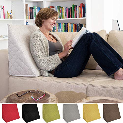 La Almohada Tipo Cuña increíble - para Su Sala De Estar o Su Recamara, Almohada para Leer con Un Sentado Relajado Diseño De Moda (Beige)