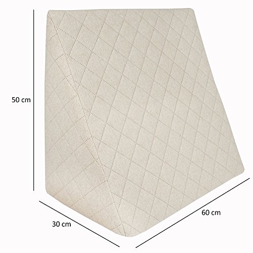 La Almohada Tipo Cuña increíble - para Su Sala De Estar o Su Recamara, Almohada para Leer con Un Sentado Relajado Diseño De Moda (Beige)