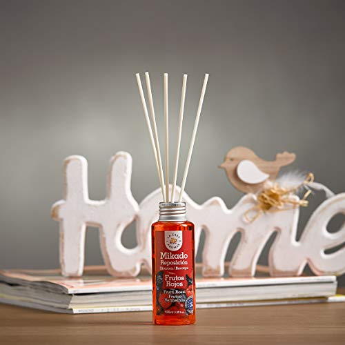 La Casa de los Aromas, Set 6 x 100ml Ambientadores Mikado Cereza para Reposición con Varillas, Difusor Líquido de Aroma Cereza, Perfume Duradero para el Hogar, Baño, Casa