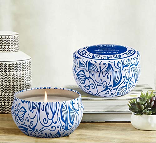La Jolíe Muse Velas de citronela, Juego de Velas perfumadas de 2 Cera de Soja para Viajes en Interiores y Exteriores, 45 * 2 Horas