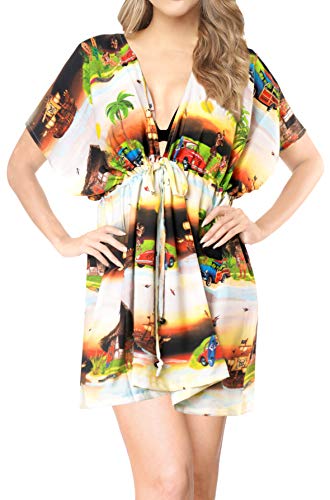 LA LEELA encubrimientos del Traje de baño de Playa Hawaiana para womem Navidad Santa Claus Árbol de Navidad Halloween Negro_A339 ES TAMAÑO: 42 (L) - 50 (2XL)