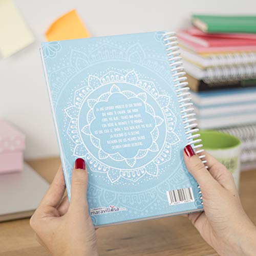 La Mente es Maravillosa - Cuaderno A5 (Si puedes soñarlo, puedes lograrlo) Regalo para amiga con dibujos (Diseño Mandala Azul)