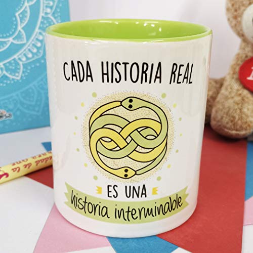 La Mente es Maravillosa - Taza con Frase y dibujo. Regalo original y gracioso (Cada historia real es una historia interminable) Taza Historia interminable