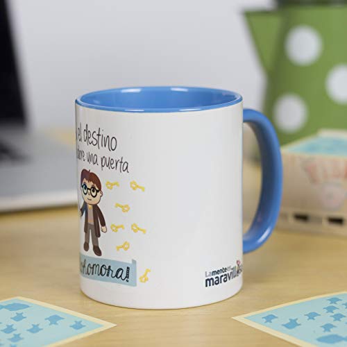 La Mente es Maravillosa - Taza con Frase y dibujo. Regalo original y gracioso (Si el destino no te abre la puerta alohomora) Taza Película Harry Potter