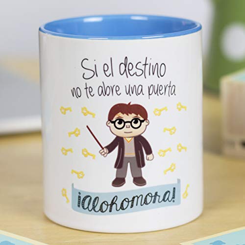 La Mente es Maravillosa - Taza con Frase y dibujo. Regalo original y gracioso (Si el destino no te abre la puerta alohomora) Taza Película Harry Potter